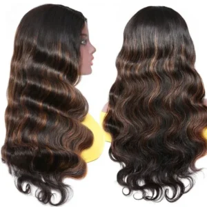 Intime Body Wave U Part Human Hair Wigs Mix Brown Highlight Color