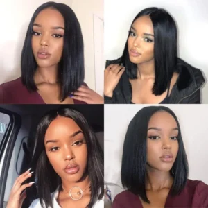 Intime Short Bob V Part Human Hair Wig Lace No Gel No Glue