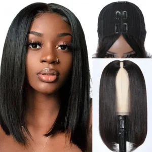 Intime Short Bob V Part Human Hair Wig Lace No Gel No Glue