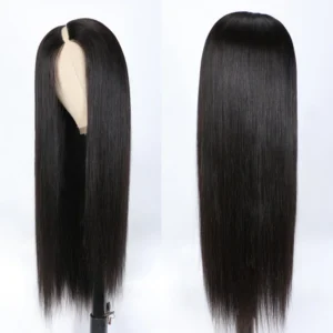 Intime Beginner Friendly Straight V Part No Glue Lace Wig Human Hair No Leave Out