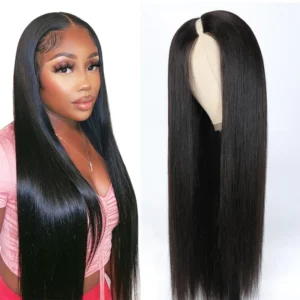 Intime Beginner Friendly Straight V Part No Glue Lace Wig Human Hair No Leave Out