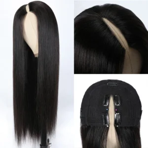 Intime Beginner Friendly Straight V Part No Glue Lace Wig Human Hair No Leave Out