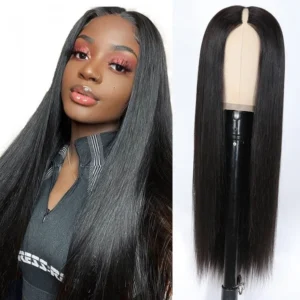 Intime Beginner Friendly Straight V Part No Glue Lace Wig Human Hair No Leave Out