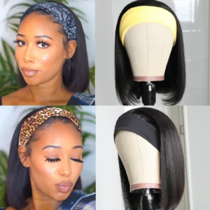 Intime Headband Bob Wigs Straight Glueless Human Hair Easy Wear and Go