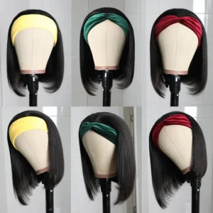 Intime Headband Bob Wigs Straight Glueless Human Hair Easy Wear and Go