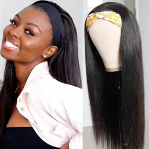 Intime Glueless Headband Wig Natural Hairline Long Straight Human Hair No Glue No Sew In