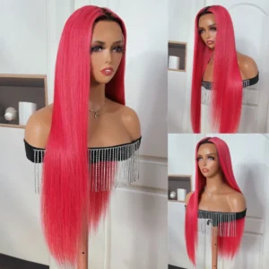 Intime 13x4 Lace Front Straight Wig Ombre Light Pink with Baby Hair