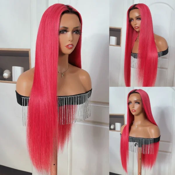 pink color 13x4 lace frontal wig (4)