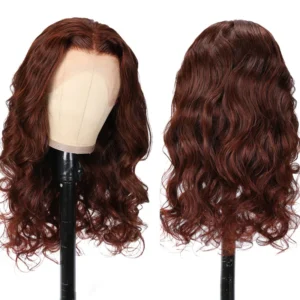 Intime Reddish Brown Body Wave Human Hair Wig 13x4 Lace Front Pre-Plucked with Baby Hair