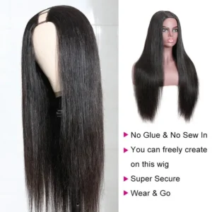 Intime Silky Straight U Part Human Hair Glueless Wigs