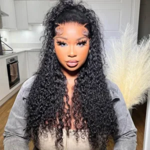 Intime Deep Parting Curly 6x6 Lace Closure Human Hair Wig (1)