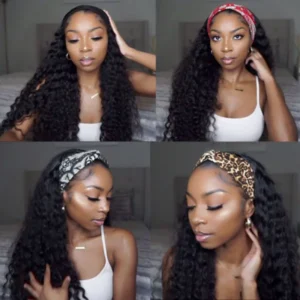 Intime Easy Wear and Go Curly Headband Wig Glueless Human Hair